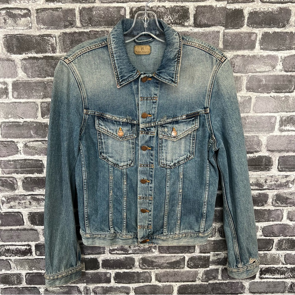 Nudie Jeans Terry Organic Cotton Sharp Used Denim Jacket Size M